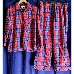 Y2K Victoria’s Secret Flannel PJ Set Plaid Lounge Discontinued VS L